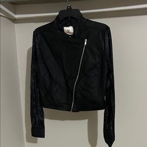 Marilyn Monroe Black Moto Jacket with Sequin Sleeves